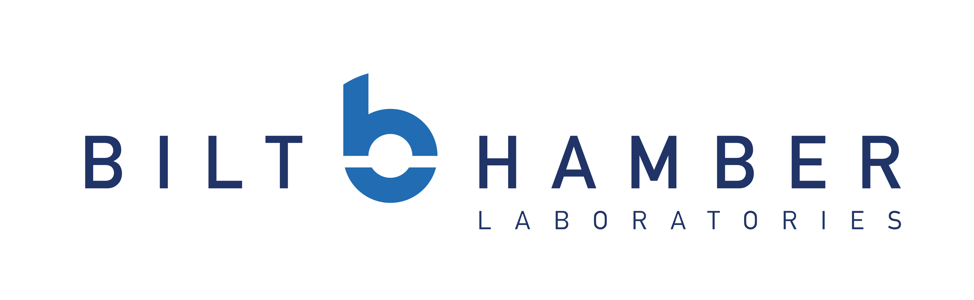 Bilt Hamber Laboratories-logoen med en blå, stilisert liten «b» og mørkeblå tekst på lys bakgrunn.