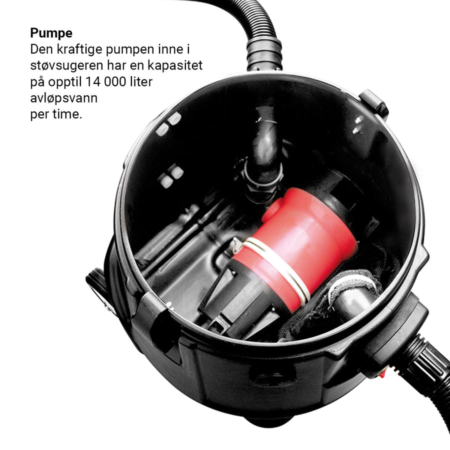 Sprintus N51/1 KPS, svart beholder, synlig rød/svart pumpe og slanger, sett ovenfra.